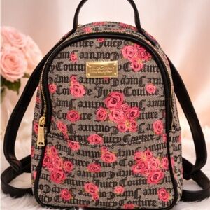Juicy Couture Rose Print Backpack - Pink and Black